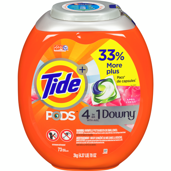 Tide PODS Laundry Detergent Liquid 73 Pacs Capsules April Fresh 4-in-1 Downy 2KG