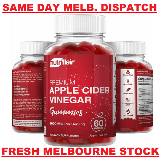 NutriFlair ORGANIC APPLE CIDER VINEGAR 60 Gummies IMMUNITY DETOX WEIGHT LOSS
