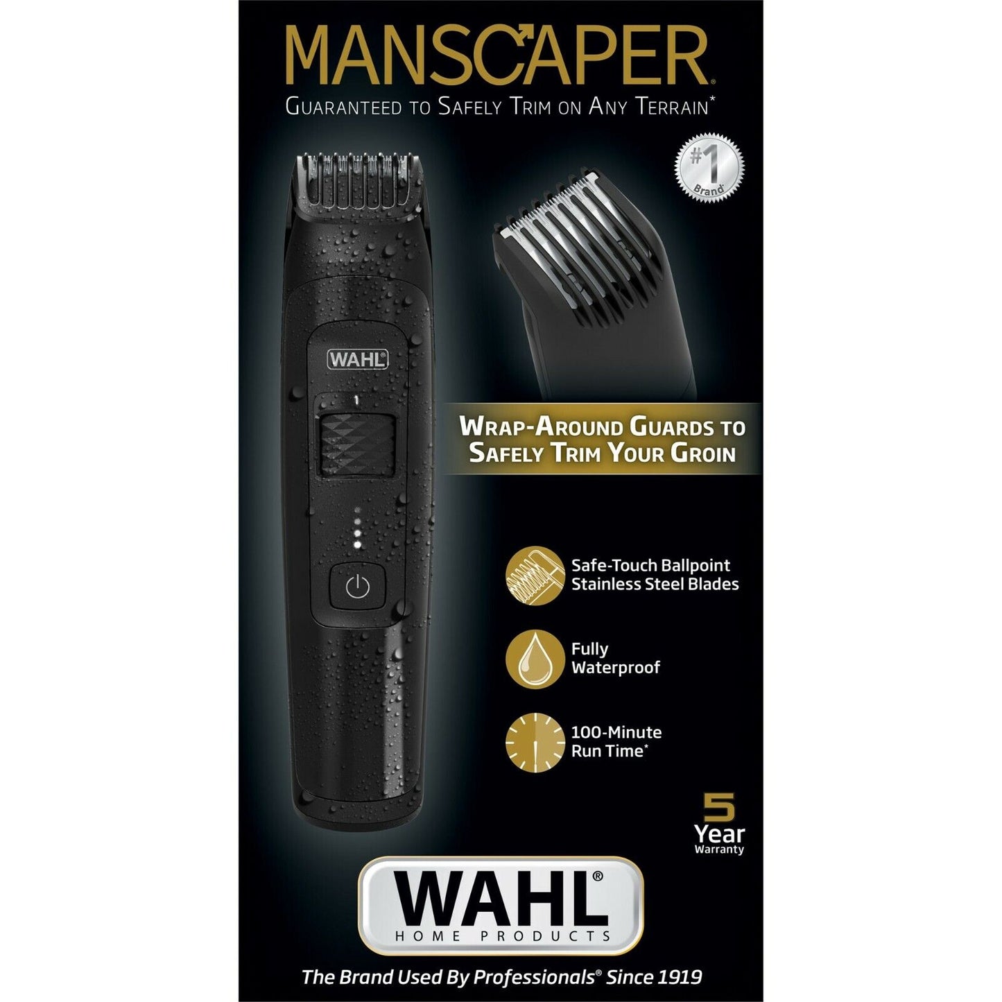 WAHL MANSCAPER Cordless Waterproof Trimmer for Groin and Body Grooming 5618-100
