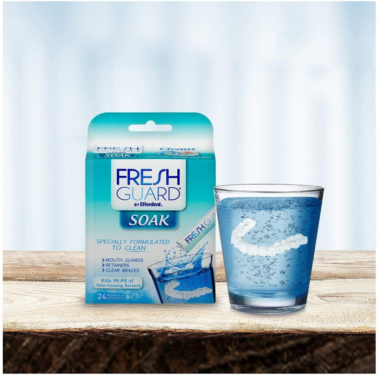 Efferdent Fresh Guard Cleaning Crystals for Retainers Dentures Braces - 24 Pack