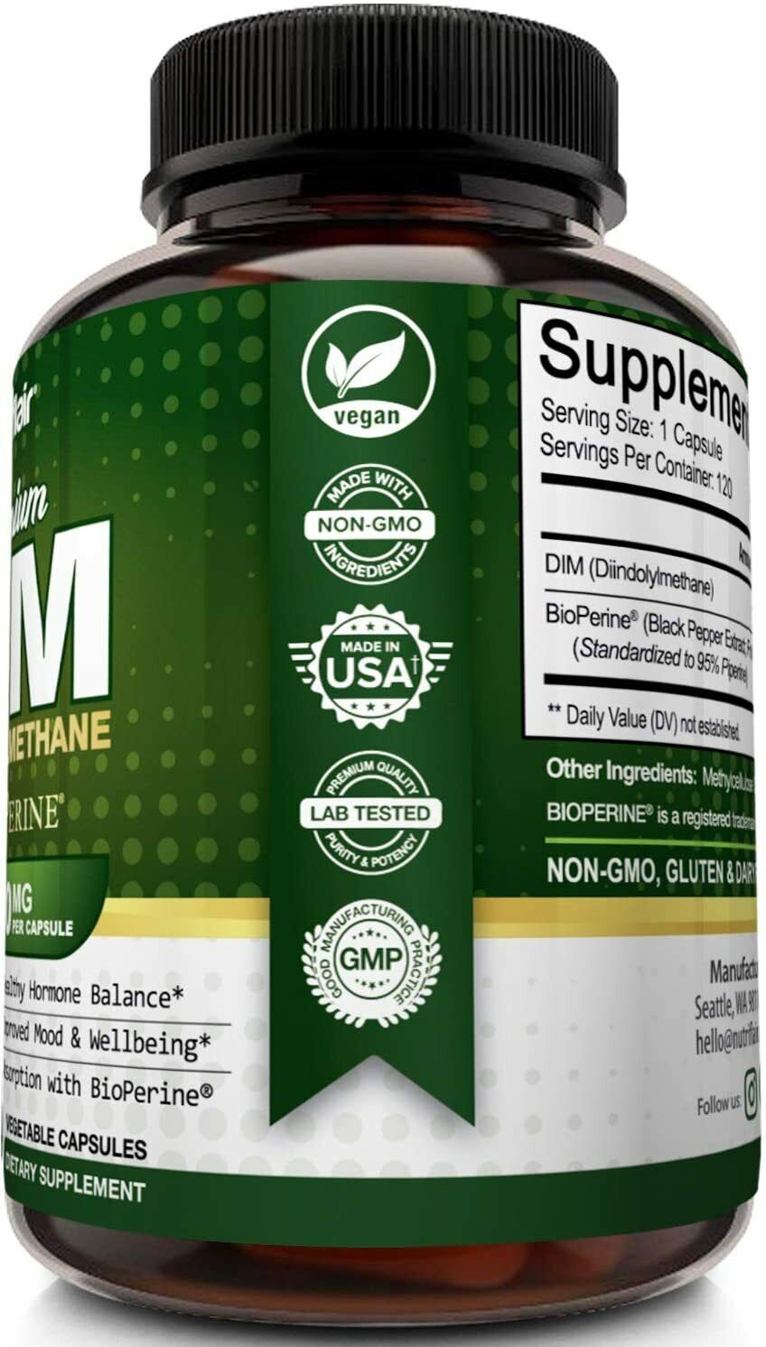 NUTRIFLAIR DIM DIINDOLYLMETHANE 400mg 120 Caps DOUBLE STRENGTH - FREE EXPRESS