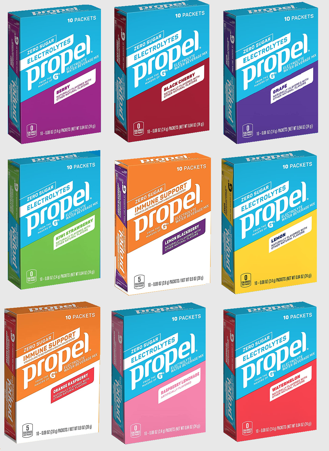 Propel (Gatorade) Sports Drink Powder-10 Servings-Sugar Free- 9 Flavour Choices